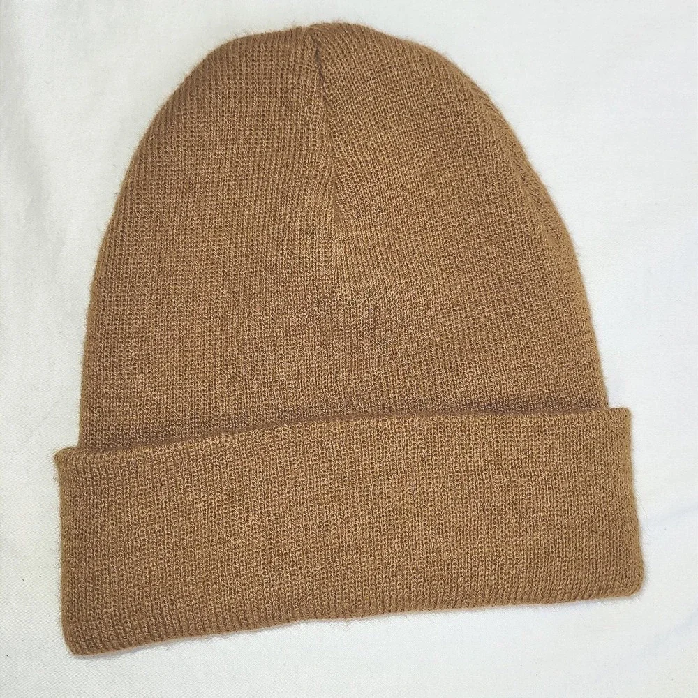 Carhartt Youth Knit Beanie Brown Logo Patch Winter Hat Gorpcore 90s grunge
